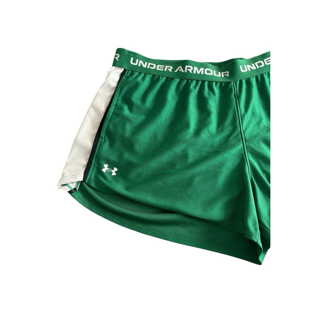 Under Armour Tech Play Up Shorts Womens XL Green Stripe - Picture 2 of 8